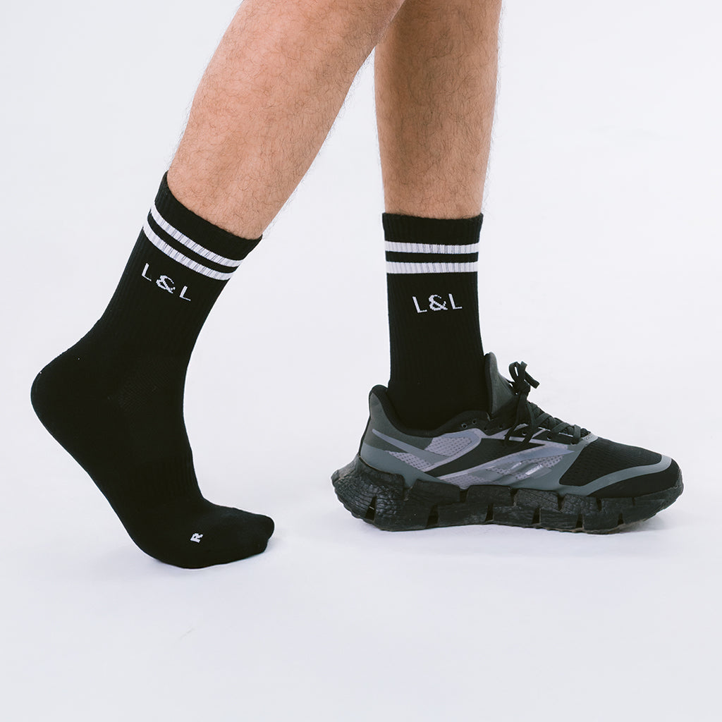 Lars&Leo Laufsocken Herren Schwarz – Retro Performance