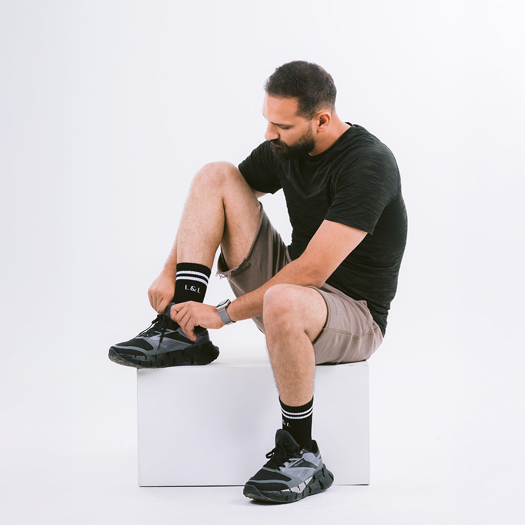 Lars&Leo Laufsocken Herren Schwarz – Retro Performance