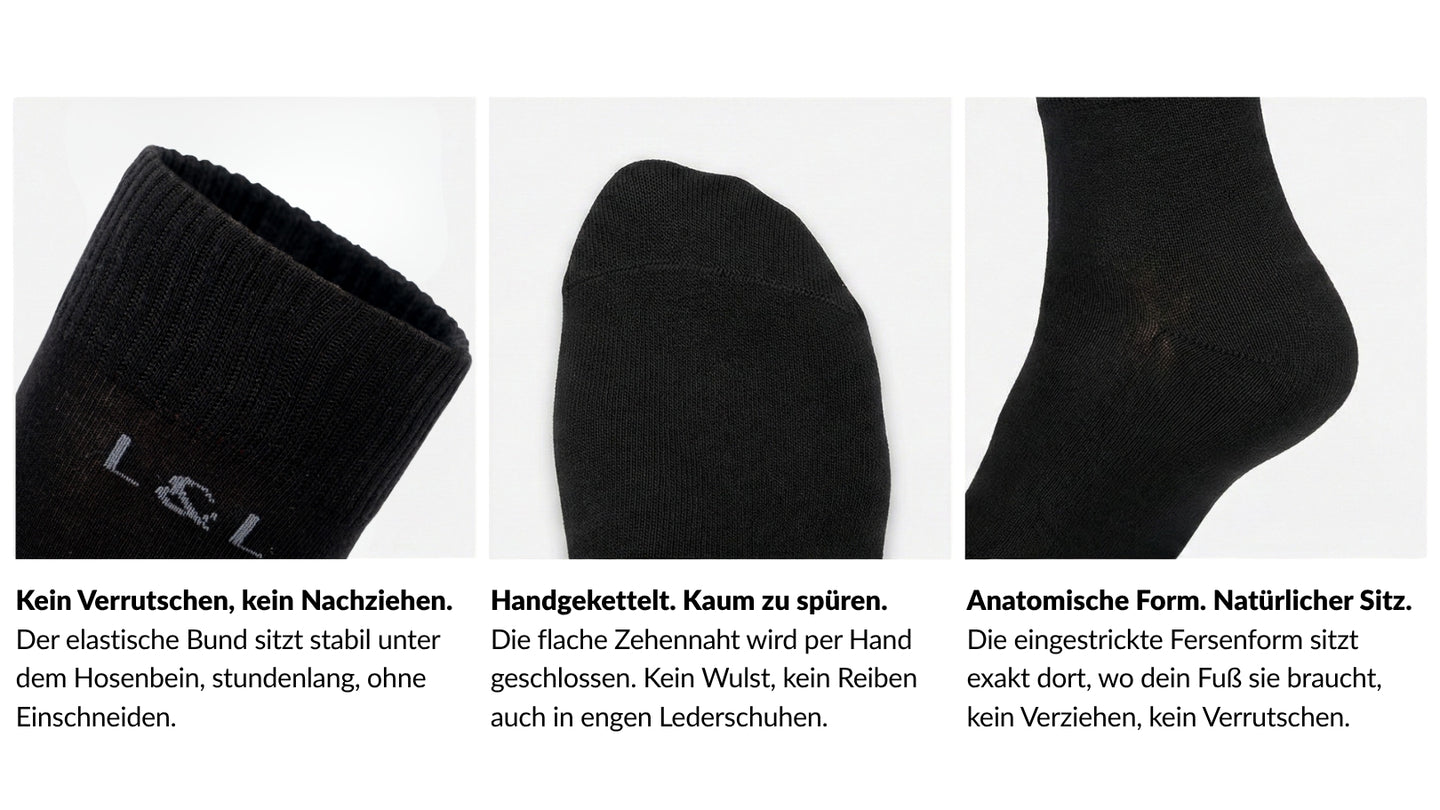 Anzugsocken Herren 6er Pack Schwarz - 4