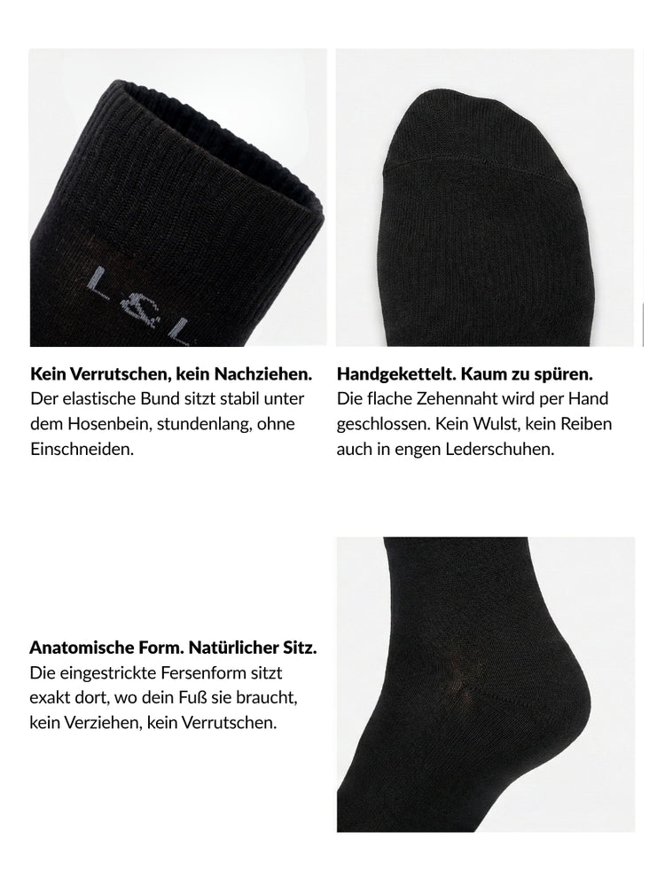 Anzugsocken Herren 6er Pack Schwarz - 3