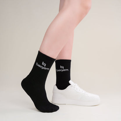 BSSET1SM0102001, BSSET1MM0102001, BSSET1LM0102001, Beqem Socken aus ägyptischer Baumwolle – schwarze, atmungsaktive & langlebige Bio-Baumwollsocken für höchsten Tragekomfort.